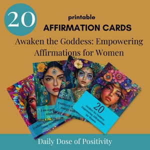 Tarjetas de Afirmaciones de la Diosa, Descarga Digital para Empoderamiento, Tarjetas Espirituales Imprimibles, Afirmaciones Positivas de Conciencia Plena, Mujeres en el Poder