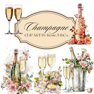 Aquarelle Champagne Clipart célébration fête Illustration Champagne PNG vin mousseux PNG indésirable Journal Scrapbooking artisanat en papier numérique