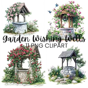 Kleiner Garten gut Clipart, gut Clipart, Cottagecore ClipArt, gut wünschen Bild, Scap Buch Illustration, digitaler Download PNG-Dateien,