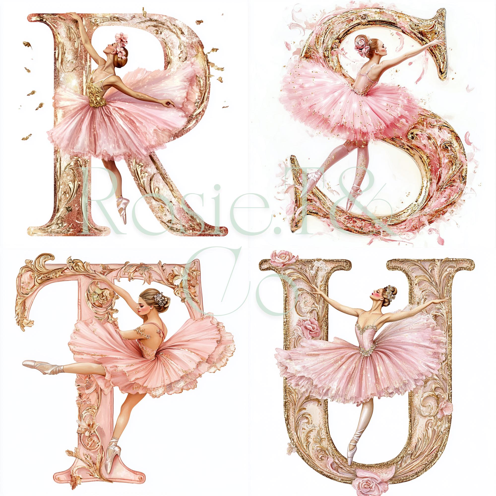 Ballerina Alphabet Clipart, Decorative Letters, Watercolor Png, Swan ...