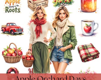 Apple Orchard Clipart, Fall Harvest PNG Bundle, Cozy Autumn Aesthetic Digital Art, Pumpkin Spice Farm Clip Art, Commercial Use