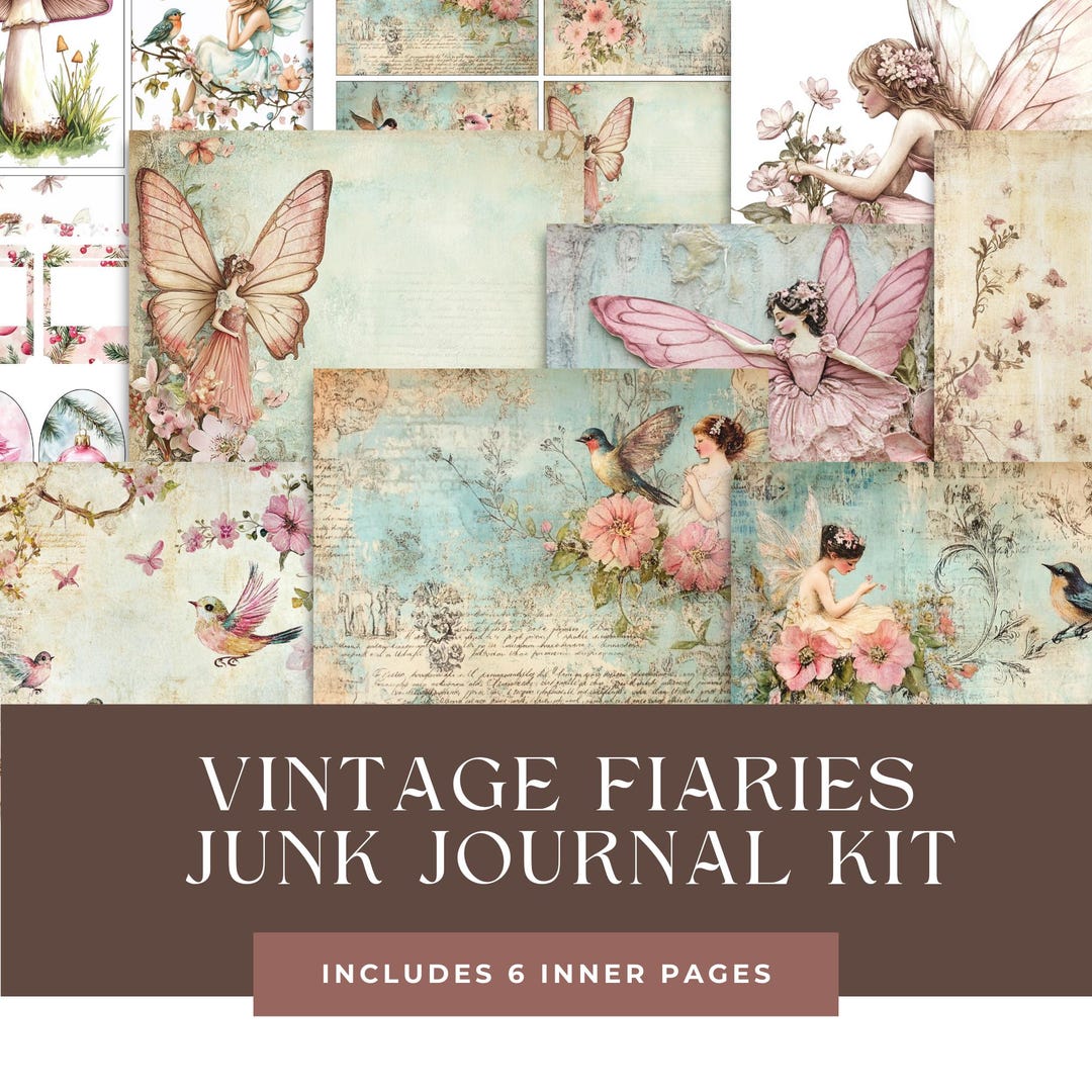 Vintage Fairies Junk Journal Kit Printable – Shabby Chic Ephemera Pages ...