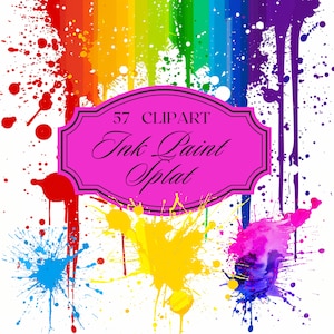 Colorful Ink Splash Clipart Color Splash Paint Splatter Illustration Ink splatter Clip Art Colorful Graphics Commercial Use Digital Planner