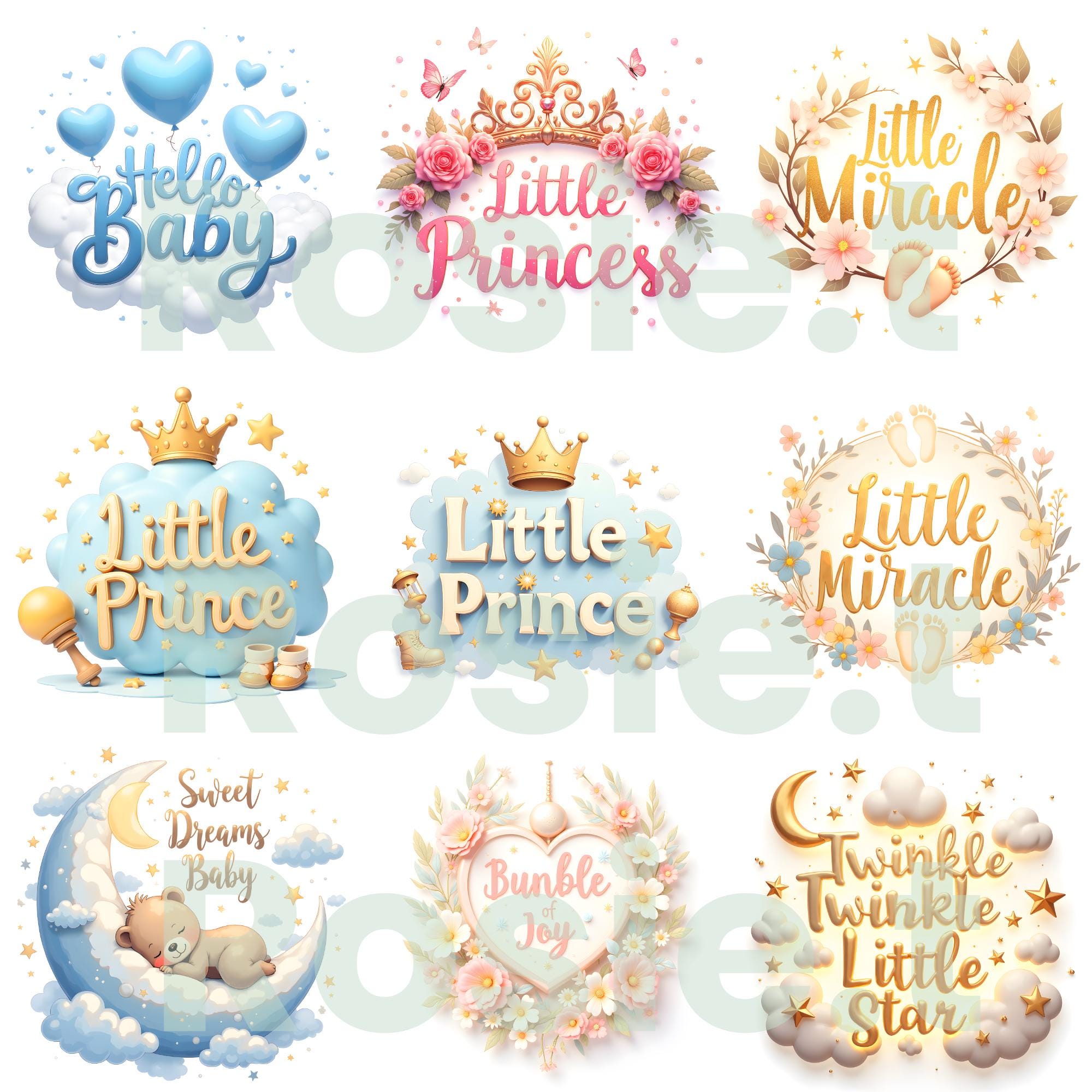 Baby Quotes Clipart | Newborn PNG Bundle, Nursery Sayings, Cute Baby ...