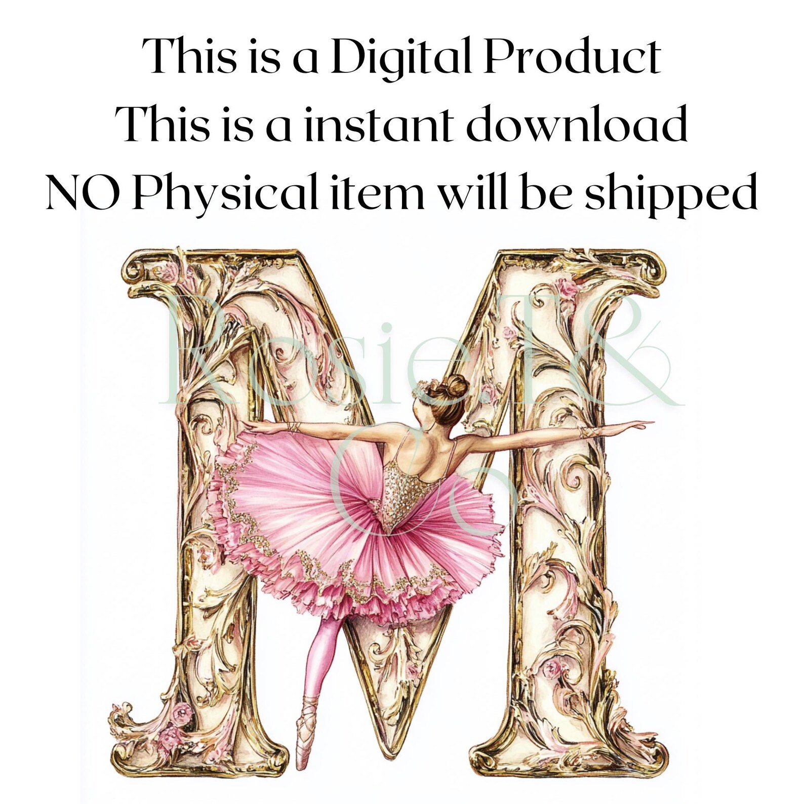 Ballerina Alphabet Clipart, Decorative Letters, Watercolor Png, Swan ...