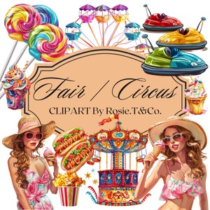County Fair Png, State Fair Png, Popcorn, Ferris Wheel Clipart, Carousel, Fair Food png, Digital Circus, Scrap Book, Digital Download,