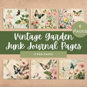 Vintage Garden Junk Journal Pages, Digital Download Collage Kit, Vintage Printable Ephemera, Shabby Chic Scrapbook Supplies, Commercial Use