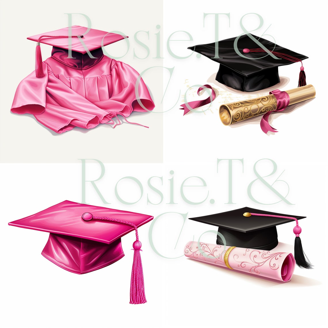 Clipart Graduation PNG Illustration Digital Planner Download Pink ...
