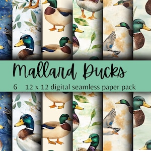 Patrón sin costuras de pato real, papel digital para manualidades, diseño repetitivo, fondo de pato adorable, descarga instantánea, uso comercial, álbum de recortes
