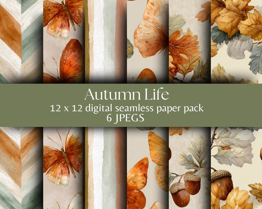 Autumn Digital Paper Pack | 12x12 Seamless Fall Backgrounds | Leaves ...