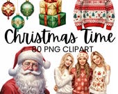 Christmas Clipart PNG | 80 Holiday Sublimation Bundle | Santa Clip Art | Xmas Sweaters Gifts Ornaments PNG | Festive Digital Download