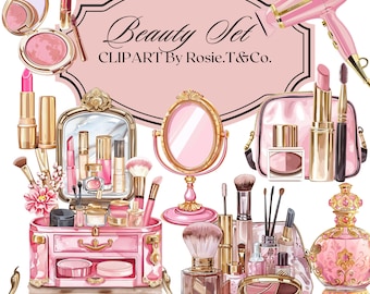 Makeup Clipart Illustration Watercolor Fashion Glam Clip Art Beauty Cosmetics  Brushes Graphics PNG Download files for Sublimation Design