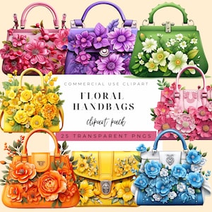 Bloemen handtas clipart bloemen portemonnee illustratie felle kleur digitale stickers clipart digitale download PNG commercieel gebruik junk Journal Art
