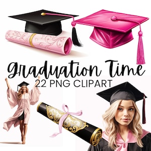 Graduierung Clipart, Klasse von 2025 PNG, Graduierung ein, Abschlusskappe, Graduierung PNG, Senior 2025, Diplom, Planeraufkleber, digitaler Download