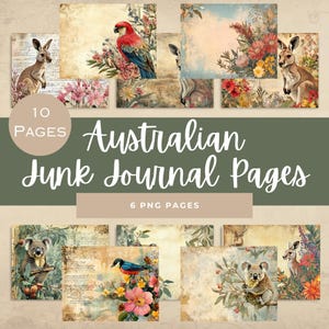 Australische Junk Journal Seiten, Vintage Scrapbook Kit, printable digitaler Download, Ephemera, Journal Seiten, Bastelpapier, kommerzielle Nutzung