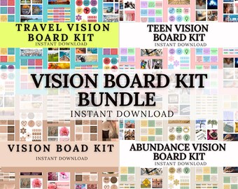 Printable Vision Board Kit Bundle, Manifestation Planner Pages, Goal Setting Workbook, Law of Attraction Tools, Digital Download