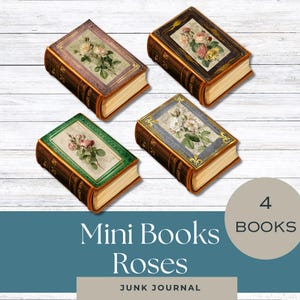 Rose Mini Book Clipart: Vintage Junk Journal Ephemera (Digital Download)