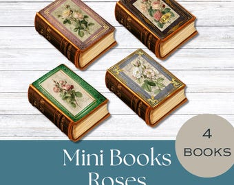 Rose Mini Book Clipart: Vintage Junk Journal Ephemera (digital nedladdning)