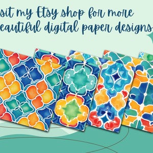 Moroccan Tile Seamless Pattern Digital Paper, Colorful Geometric Design ...