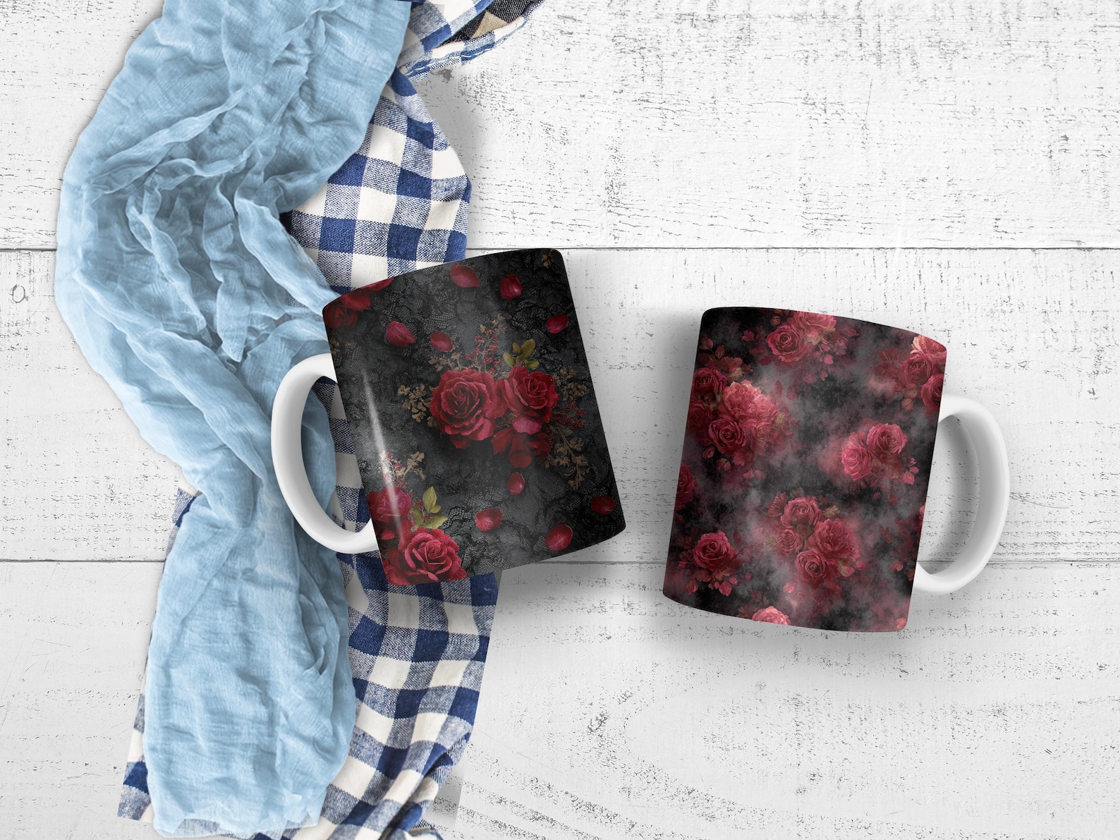 Dark Red Roses Digital Paper, Gothic Floral Seamless Backgrounds ...