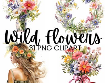 Imágenes prediseñadas de flores silvestres, imágenes prediseñadas de corona floral, ramo de flores silvestres, flores de pradera png, imágenes de flores de nacimiento, imágenes de álbumes de recortes,