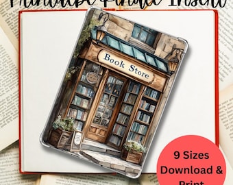 Custodia Kindle Bookshop, inserto Kindle stampabile per custodia trasparente, 9 misure, regali personalizzati alla moda, accessori Kindle, divertimento letterario, digitale