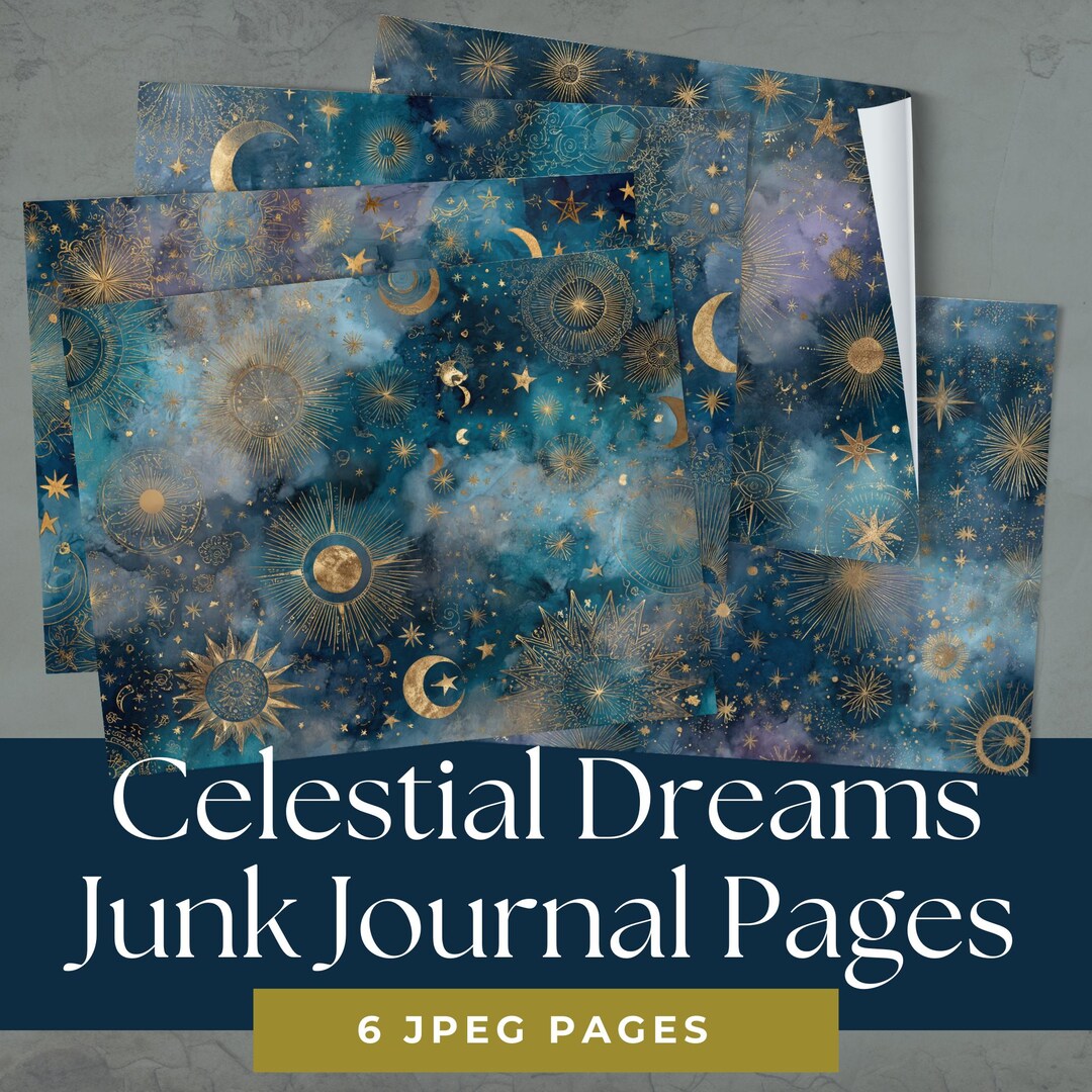 Celestial Junk Journal Pages | Moon & Star Digital Paper | Galaxy ...