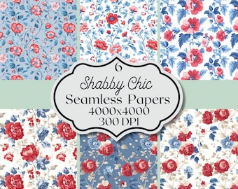 Shabby Chic Digital Paper Bundle, Beautiful Floral Design, Printable Collage, Seamless Pattern, Vintage Rose Print, Scrapbook Commercial Use