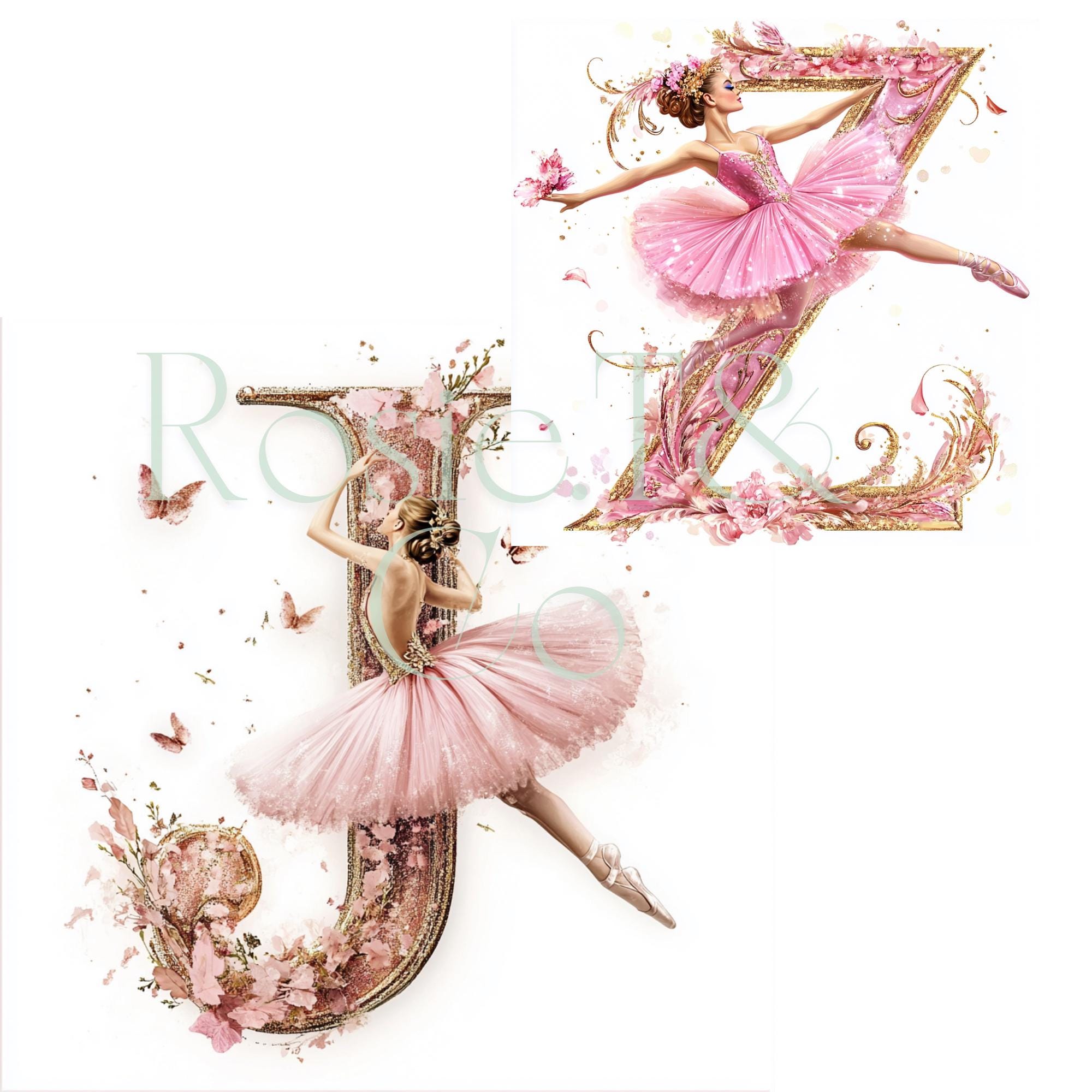Ballerina Alphabet Clipart, Decorative Letters, Watercolor Png, Swan ...