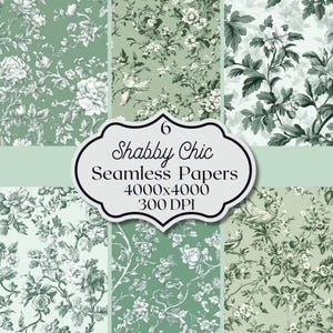 Padrão sem emendas Toile De Jouy verde, padrões florais vintage, arte de parede Chinoiserie verde sálvia, papel de scrapbook digital, Toile francês