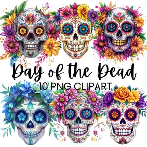 Day of the Dead Clipart, Catrina PNG, Sugar Skull Designs, Mexican Halloween Art, Dia de los Muertos Bundle, Festa Clip Art, Scrapbooking