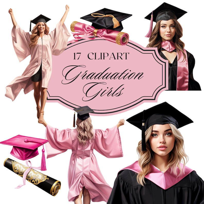Clipart Graduation PNG Illustration Digital Planner Download Pink ...