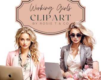 Clipart Working Fashion Girl Illustrations Boss Lady Clipart Watercolor PNG Digital Planner Print Art Scrapbooking Invitations Junk Journal