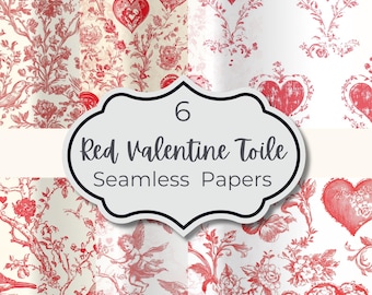 Red  Valentine Seamless Pattern, Toile De Jouy, Digital Paper, Red White Chinoiserie Backgrounds, Scrap book Paper, Christmas Bells Pattern