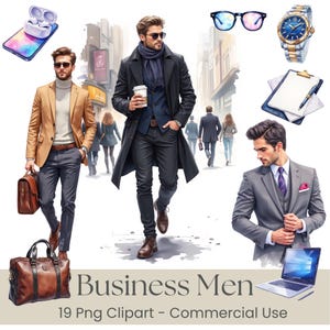 Business Men Clipart Bundle | Modern Office Fashion PNG | Professional Men Digital Download