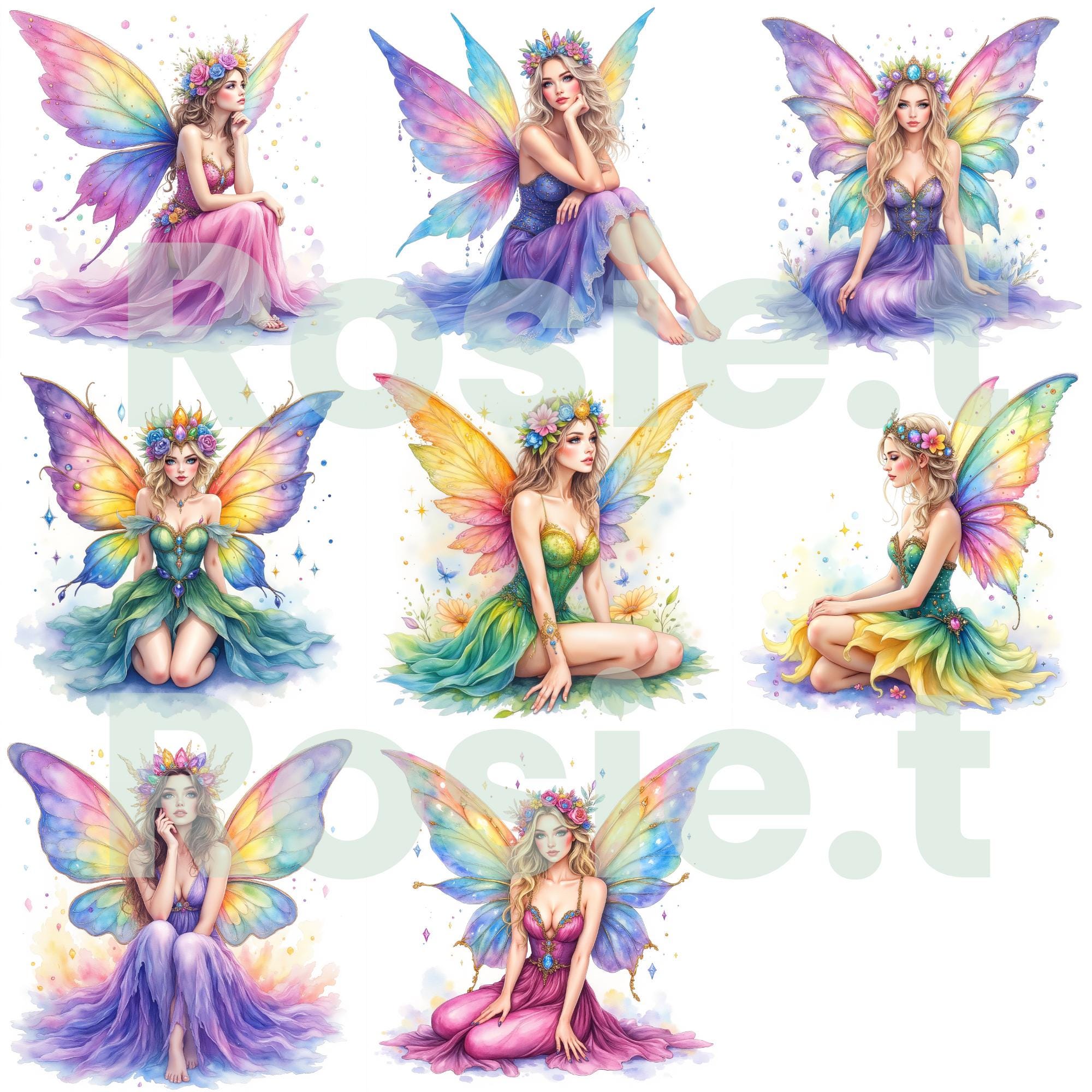 Rainbow Fairy Clipart PNG | Fantasy Fairies Digital Download | 17 PNG ...