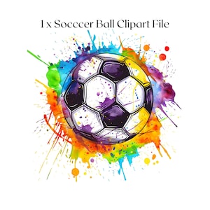 Bola de futebol aquarela clipart ilustração arte digital para impressão impressão de parede de futebol presente para amantes de esportes de futebol bola de futebol clipart