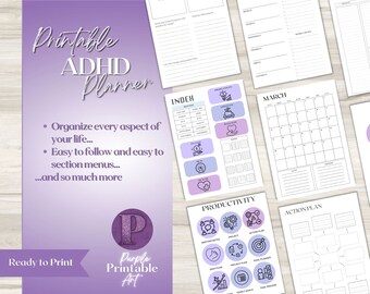Printable ADHD Planner | Organisational Planner | ADHD productivity | Planner for ADHD adults | Focus and concentration Planner