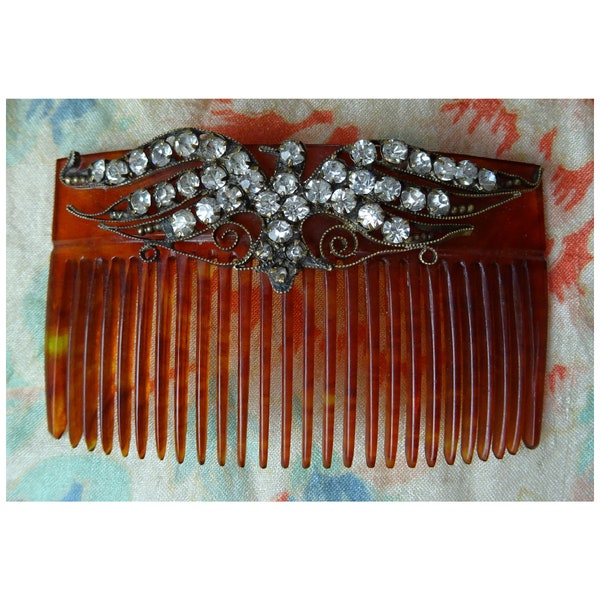 Vintage Edwardian 1910s 1920s/20s PASTE HAIR COMB Antique Art Deco Wedding