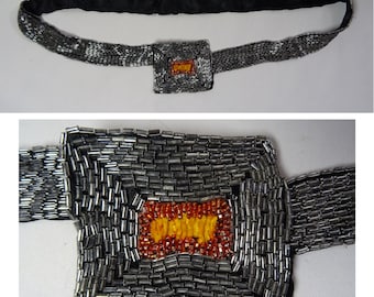 Collar con cinturón/adorno de vestido con cuentas de las décadas de 1920/20 y 1930/30, traje antiguo
