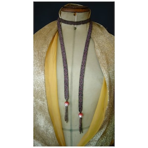 Vintage 1920s/20s Art Deco Metal Beaded Lariat NECKLACE/BELT Flapper Antique