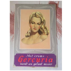 Vintage 1940/40s 1950/50s BELEZA CARTÃO PUBLICITÁRIO Anúncio de loja