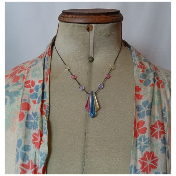 Vintage Art Deco 1930s/30s Pastel Glass NECKLACE W