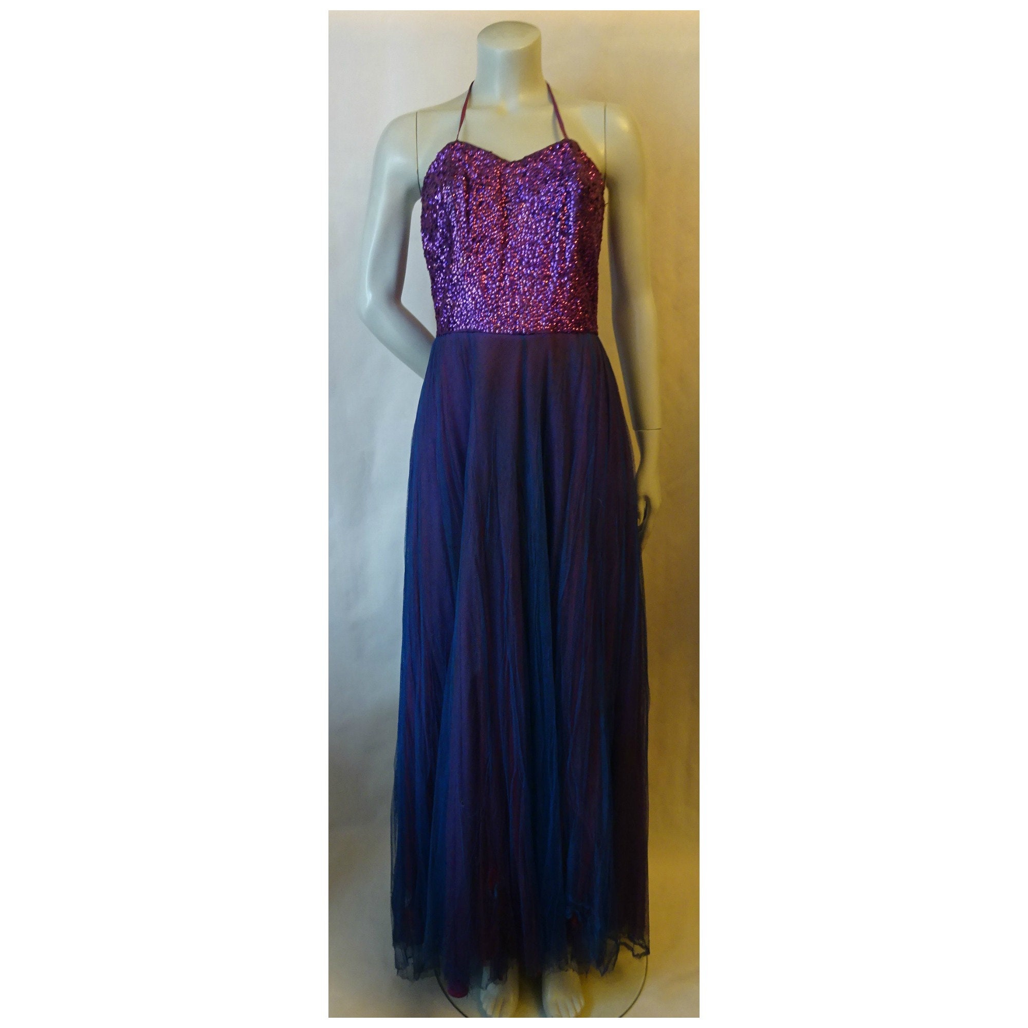 Image of As-Is Vintage S/S Sequin Net Evening Dress Ballgown