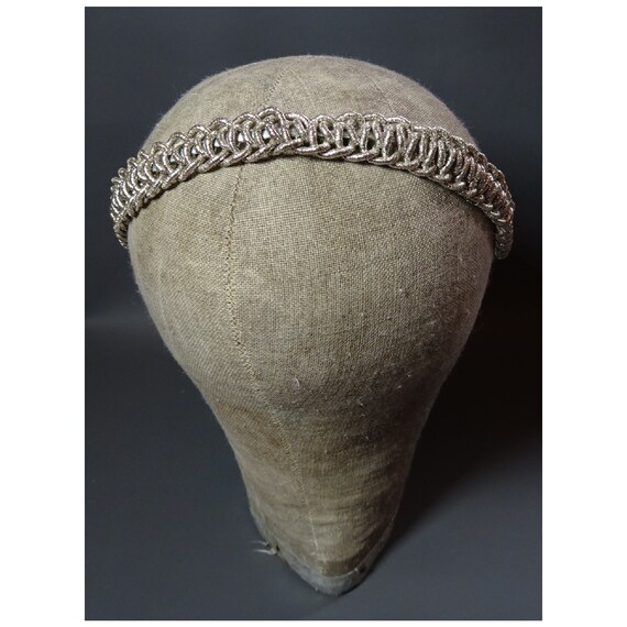 Vintage 1920s/20s Art Deco Silver Lamé HEADBAND An