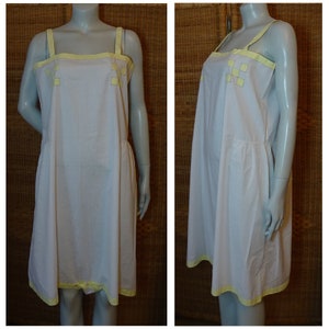 Vintage 1920s/20s 1930s/30s White Cotton STEP-IN/ROMPER/Teddy Lingerie Yellow Trim