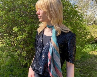 Bufanda de cuello de punta larga a rayas vintage de los años 20/20 y 30/30 estilo art déco estilo flapper