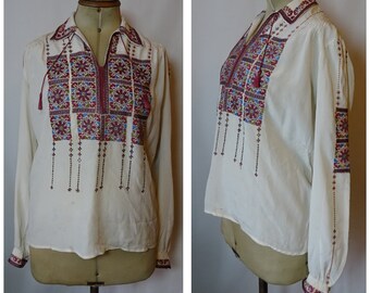 Vintage Art Deco 1930s/30s BULGARIAN EMBROIDERED BLOUSE Antique Costume