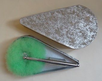 Vintage Rare 1920s/20s 1930s/30s Swansdown Telescopic Green POWDER PUFF WAND in Box Art Deco