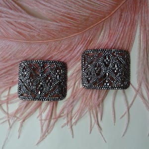 Antique French Victorian 1800s Pair CUT STEEL BUCKLES Shoes Choker